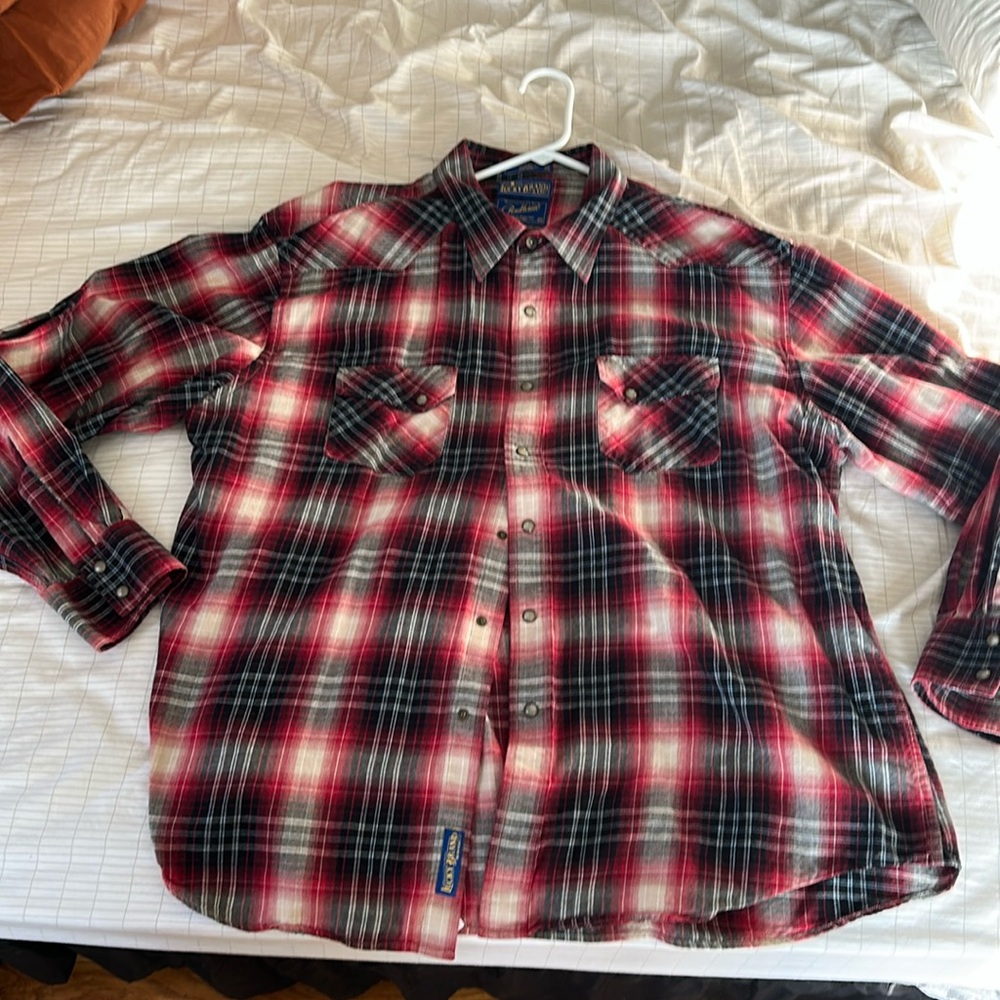 NWOT Men’s Lucky Brand XXL red black gray Austin fitted shirt